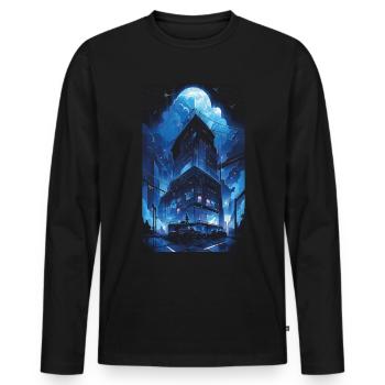 Cyberpunk Manga Kyoto Glitch - T-shirt manches longues Premium bio Homme - noir - Devant - Nico (187cm)