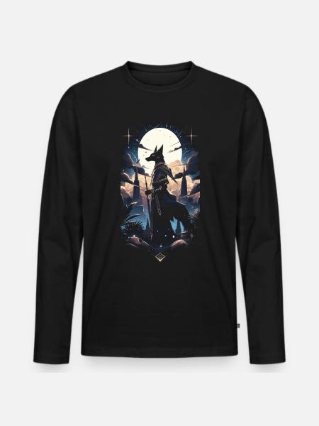 Anubis Gott Gaming Ägypter - Männer Premium Bio Langarmshirt - Schwarz