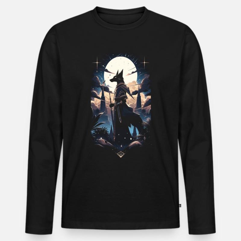 Anubis Gott Gaming Ägypter - Männer Premium Bio Langarmshirt - Schwarz