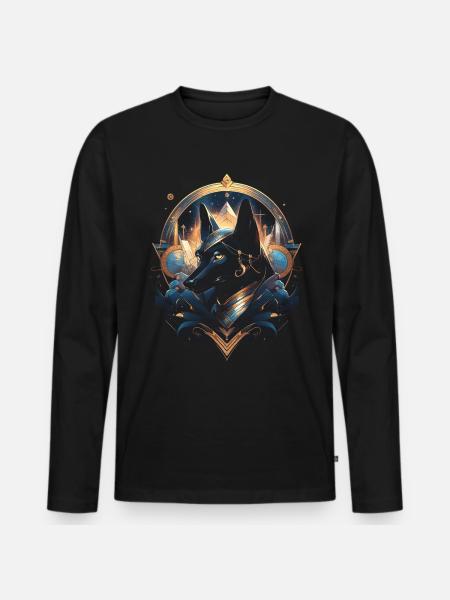 Anubis Gott Gaming Ägypter - Männer Premium Bio Langarmshirt - Schwarz