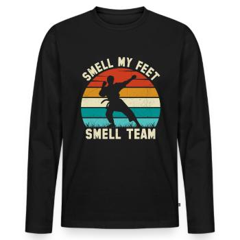 Smell my feet Smell Team - Men's Premium Organic Long Sleeve Shirt - black - Front - Nico (187cm)