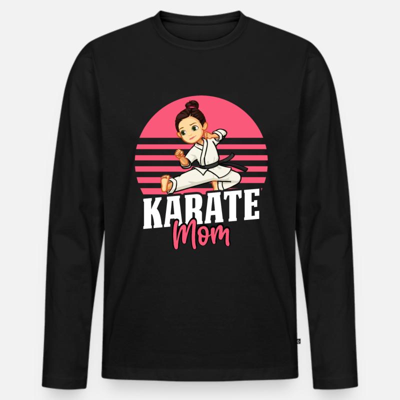 Karate Mama - Männer Premium Bio Langarmshirt - Schwarz