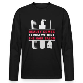 Friseurin Barber Frisörin Friseursalon - Männer Premium Bio Langarmshirt - Schwarz - Vorne - Nico (187cm)