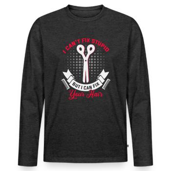 Friseurin Barber Frisörin Friseursalon - Männer Premium Bio Langarmshirt - Anthrazit meliert - Vorne - Nico (187cm)