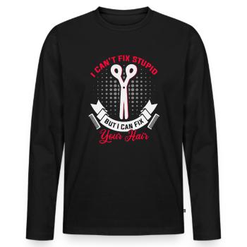 Friseurin Barber Frisörin Friseursalon - Männer Premium Bio Langarmshirt - Schwarz - Vorne - Nico (187cm)