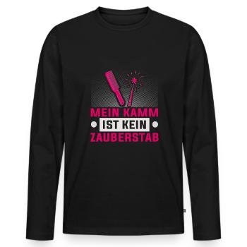 Friseurin Barber Frisörin Friseursalon - Männer Premium Bio Langarmshirt - Schwarz - Vorne - Nico (187cm)