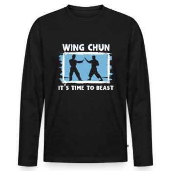 Martial Arts Wing Chun Trainer Wing Chun Fighter - Men's Premium Organic Long Sleeve Shirt - black - Front - Nico (187cm)