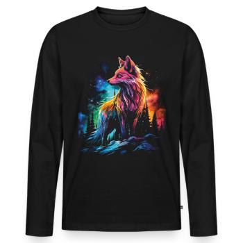Fox Foxes Fantasy Illustration - Men's Premium Organic Long Sleeve Shirt - black - Front - Nico (187cm)