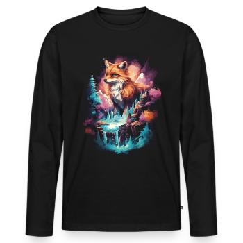 Fox Foxes Fantasy Illustration - Men's Premium Organic Long Sleeve Shirt - black - Front - Nico (187cm)