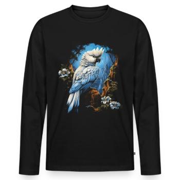 Plumes de perroquet tropical oiseau majestueux - T-shirt manches longues Premium bio Homme - noir - Devant - Nico (187cm)