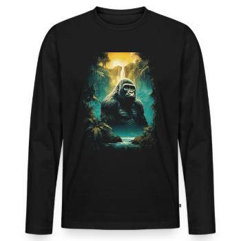 Gorilla, Wilderness, Primate, Nature, Monkey - Men's Premium Organic Long Sleeve Shirt - black - Front - Nico (187cm)