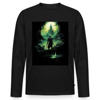 Fantasy Chevalier Château Magie Conte de Fées Mythique Gothique - T-shirt manches longues Premium bio Homme - noir - Devant - Nico (187cm)