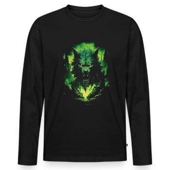 Fantasy Loup Loup-Garou Horreur Épée Surnaturel - T-shirt manches longues Premium bio Homme - noir - Devant - Nico (187cm)