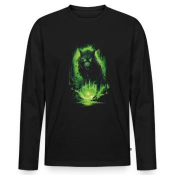 Fantasy Loup Loup-Garou Horreur Épée Surnaturel - T-shirt manches longues Premium bio Homme - noir - Devant - Nico (187cm)