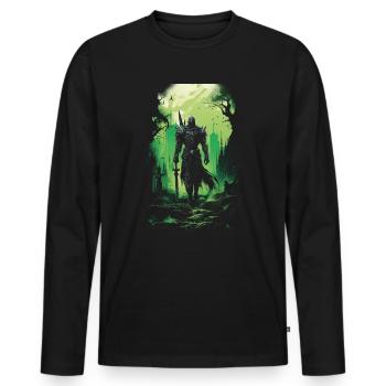 Fantasy Chevalier Château Magie Conte de Fées Mythique Gothique - T-shirt manches longues Premium bio Homme - noir - Devant - Nico (187cm)
