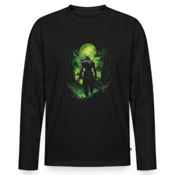 Fantasy Chevalier Château Magie Conte de Fées Mythique Gothique - T-shirt manches longues Premium bio Homme - noir - Devant - Nico (187cm)