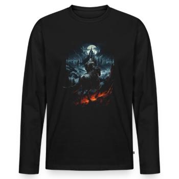 Fantasy Chevalier Château Magie Conte de Fées Mythique Gothique - T-shirt manches longues Premium bio Homme - noir - Devant - Nico (187cm)