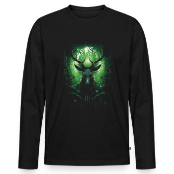 Fantasy cerf château magique elfique désert Fable - T-shirt manches longues Premium bio Homme - noir - Devant - Nico (187cm)