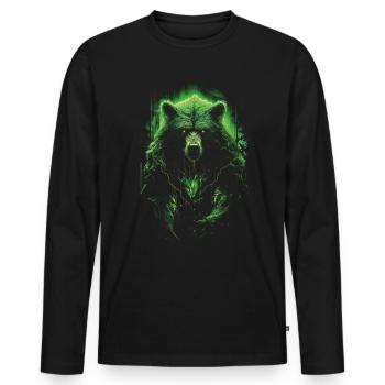 Fantasy Bär Braunbär Monster Verwunschen Mythisch - Männer Premium Bio Langarmshirt - Schwarz - Vorne - Nico (187cm)