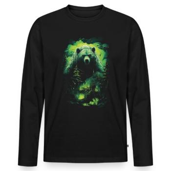 Fantasy Bär Braunbär Monster Verwunschen Mythisch - Männer Premium Bio Langarmshirt - Schwarz - Vorne - Nico (187cm)
