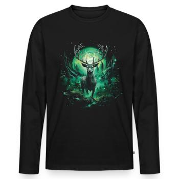 Fantasy cerf château magique elfique désert Fable - T-shirt manches longues Premium bio Homme - noir - Devant - Nico (187cm)