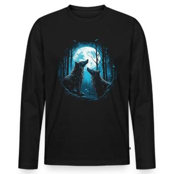Fantasy Wolf Magic Pack Mysterious - Men's Premium Organic Long Sleeve Shirt - black - Front - Nico (187cm)