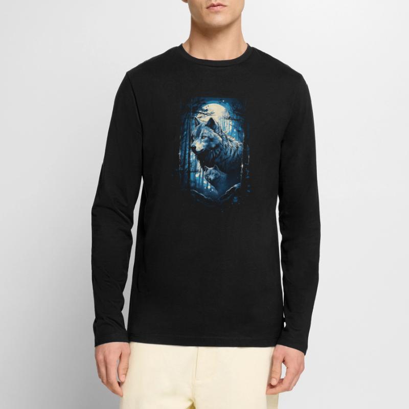 Fantasy Wolf Magic Pack Mysterious Men's Premium Organic Long Sleeve Shirt