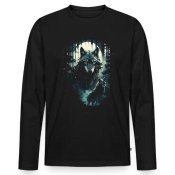 Fantasy Wolf Magic Pack Mysterious - Men's Premium Organic Long Sleeve Shirt - black - Front - Nico (187cm)