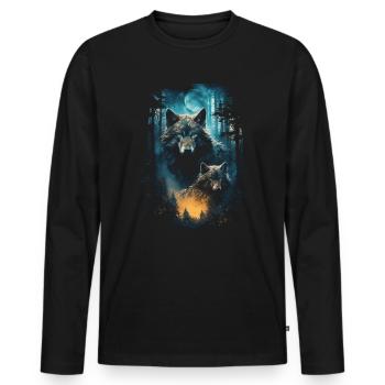 Fantasy Wolf Magic Pack Mysterious - Men's Premium Organic Long Sleeve Shirt - black - Front - Nico (187cm)