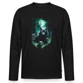 Fantasy Wolf Magic Pack Mysterious - Men's Premium Organic Long Sleeve Shirt - black - Front - Nico (187cm)
