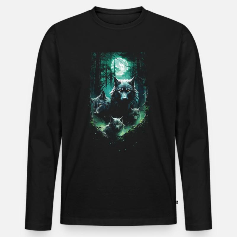 Fantasy Wolf Magic Pack Mysterious Men's Premium Organic Long Sleeve Shirt