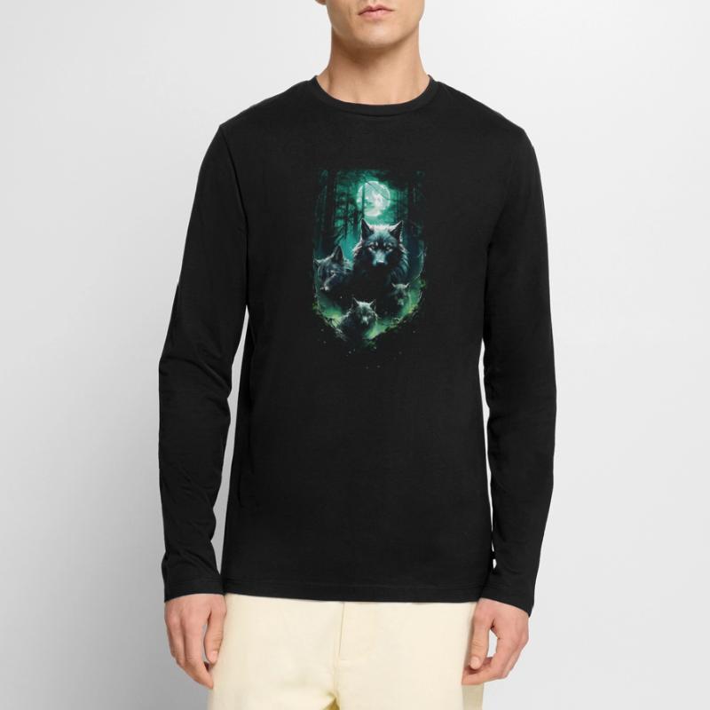 Fantasy Wolf Magic Pack Mysterious Men's Premium Organic Long Sleeve Shirt