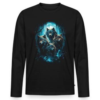 Fantasy Wolf Magic Pack Mysterious - Men's Premium Organic Long Sleeve Shirt - black - Front - Nico (187cm)