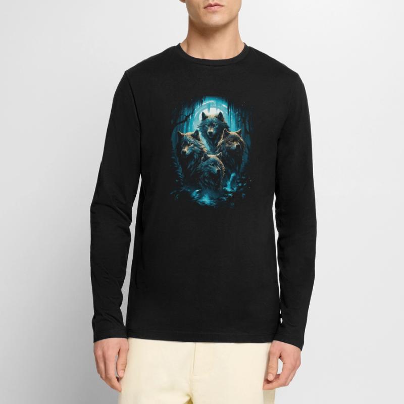 Fantasy Wolf Magic Pack Mysterious Men's Premium Organic Long Sleeve Shirt