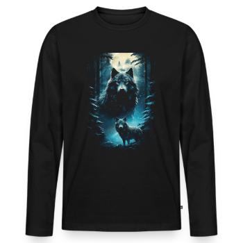 Fantasy Wolf Magic Pack Mysterious - Men's Premium Organic Long Sleeve Shirt - black - Front - Nico (187cm)