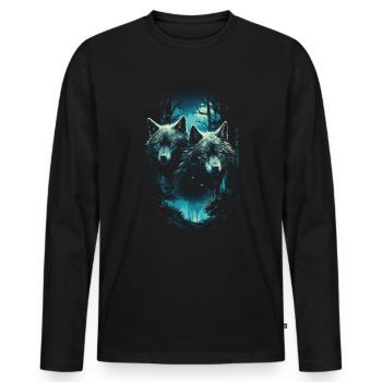 Fantasy Wolf Magic Pack Mystérieux - T-shirt manches longues Premium bio Homme - noir - Devant - Nico (187cm)