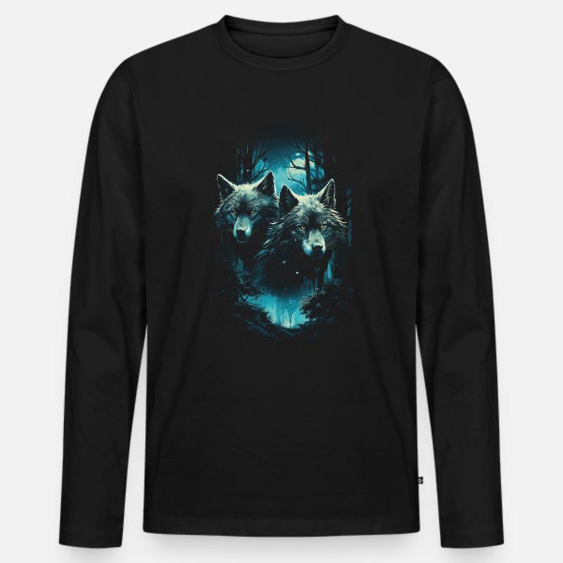 Fantasy Wolf Magic Pack Mysterious Men's Premium Organic Long Sleeve Shirt