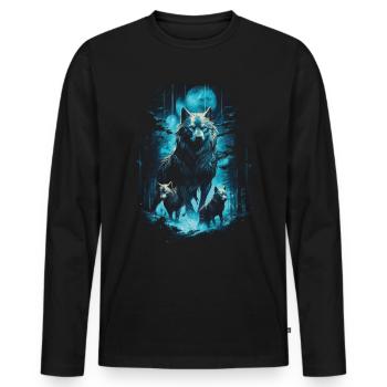 Fantasy Wolf Magic Pack Mystérieux - T-shirt manches longues Premium bio Homme - noir - Devant - Nico (187cm)