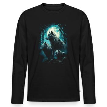 Fantasy Wolf Magic Pack Mysterious - Men's Premium Organic Long Sleeve Shirt - black - Front - Nico (187cm)
