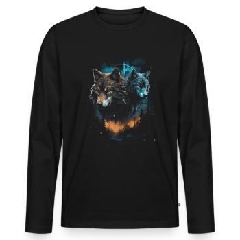 Dunkle Kunst Wolf Wald Mythisch - Männer Premium Bio Langarmshirt - Schwarz - Vorne - Nico (187cm)