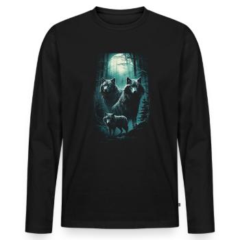 Fantasy Wolf Moon Wolf Pack Mythology - Men's Premium Organic Long Sleeve Shirt - black - Front - Nico (187cm)