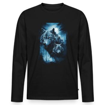 Dunkle Kunst Wolf Wald Mythisch - Männer Premium Bio Langarmshirt - Schwarz - Vorne - Nico (187cm)