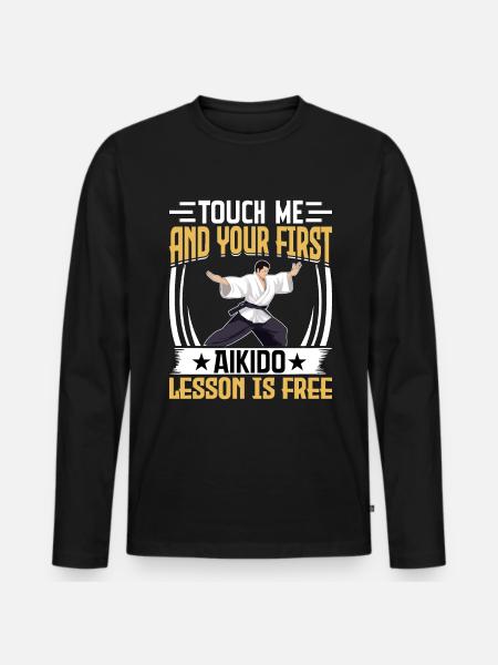 Rør ved mig, og din første Aikido lektion er gratis - Premium økologisk langærmet T-shirt til mænd - sort