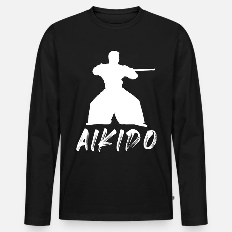Aikido - Männer Premium Bio Langarmshirt - Schwarz