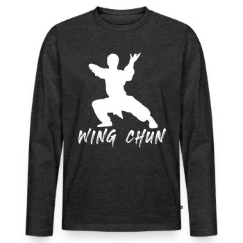 Wing Chun - Men's Premium Organic Long Sleeve Shirt - heather anthracite - Front - Nico (187cm)