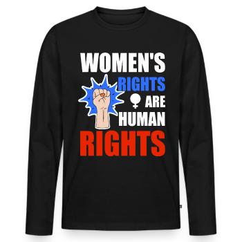 Les droits des femmes sont des droits humains - T-shirt manches longues Premium bio Homme - noir - Devant - Nico (187cm)