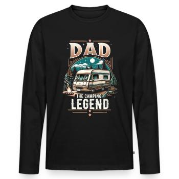 Fête des pères papa la légende du camping papa papa - T-shirt manches longues Premium bio Homme - noir - Devant - Nico (187cm)