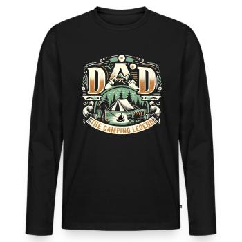 Fête des pères papa la légende du camping papa papa - T-shirt manches longues Premium bio Homme - noir - Devant - Nico (187cm)