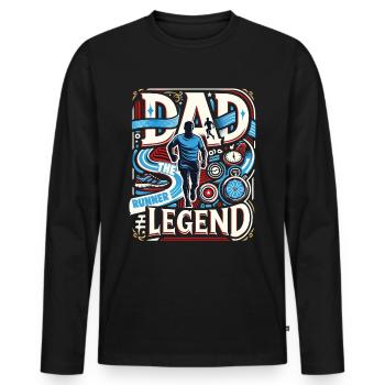 Vatertag DAD the Runner Legend Papa - Männer Premium Bio Langarmshirt - Schwarz - Vorne - Nico (187cm)