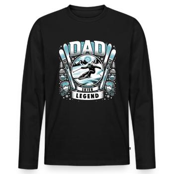 Father's Day DAD the Skier Legend Dad - Men's Premium Organic Long Sleeve Shirt - black - Front - Nico (187cm)